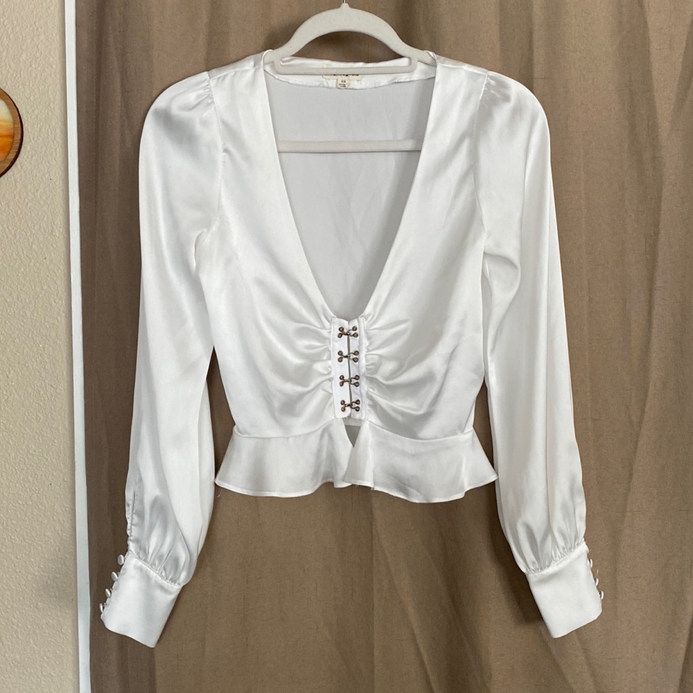 For Love and Lemons Natalie Cropped Blouse  XS